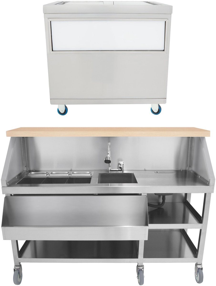 Mobiele bar set - cocktail bar station - ijsblokjes opslagbak - 800 mm