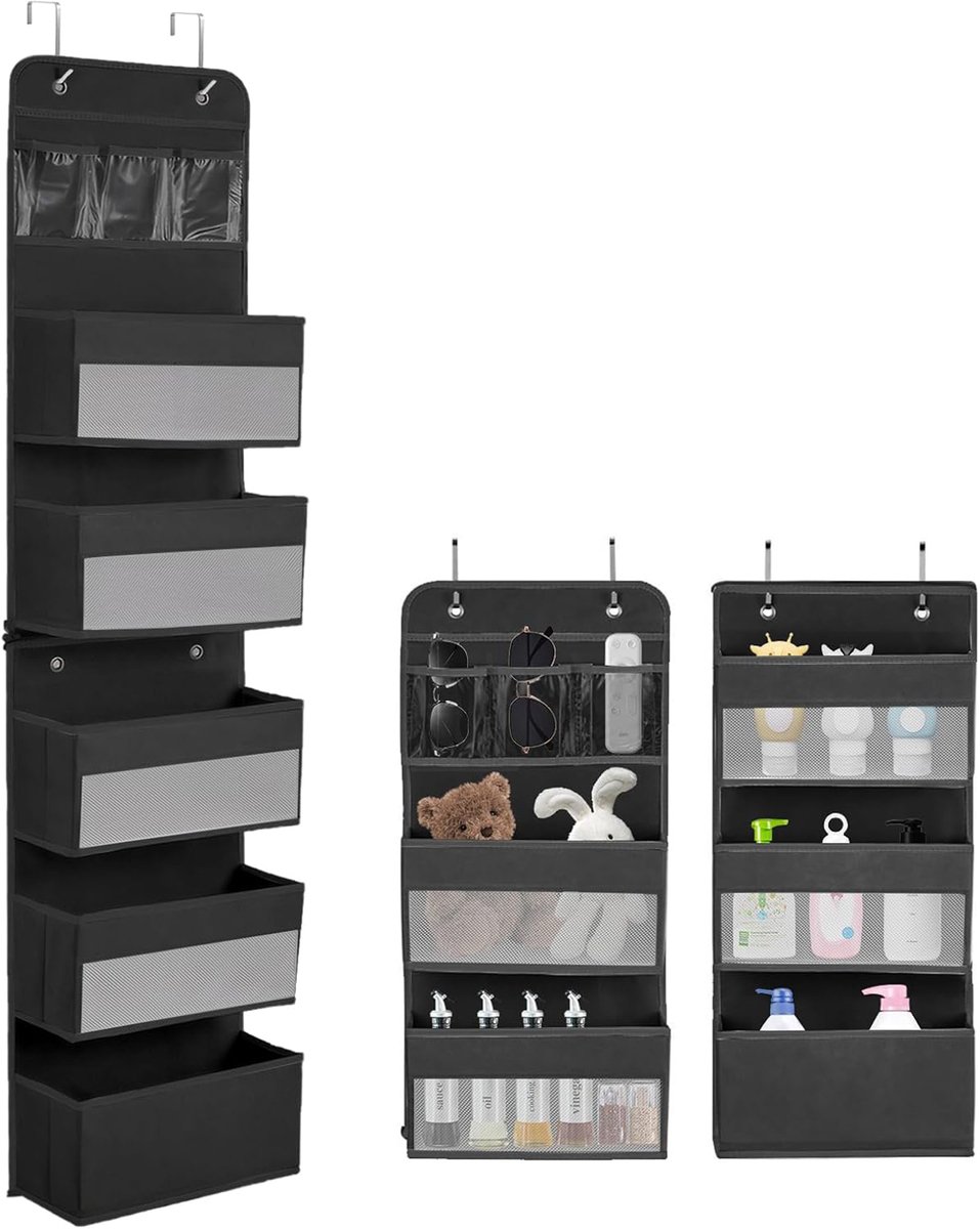 Wandorganizer Luxe - Opbergsysteem met 5+1 vakken - Afneembaar & verstelbaar - Met kijkvensters & 4 haken - Voor badkamer, kinderkamer, kantoor