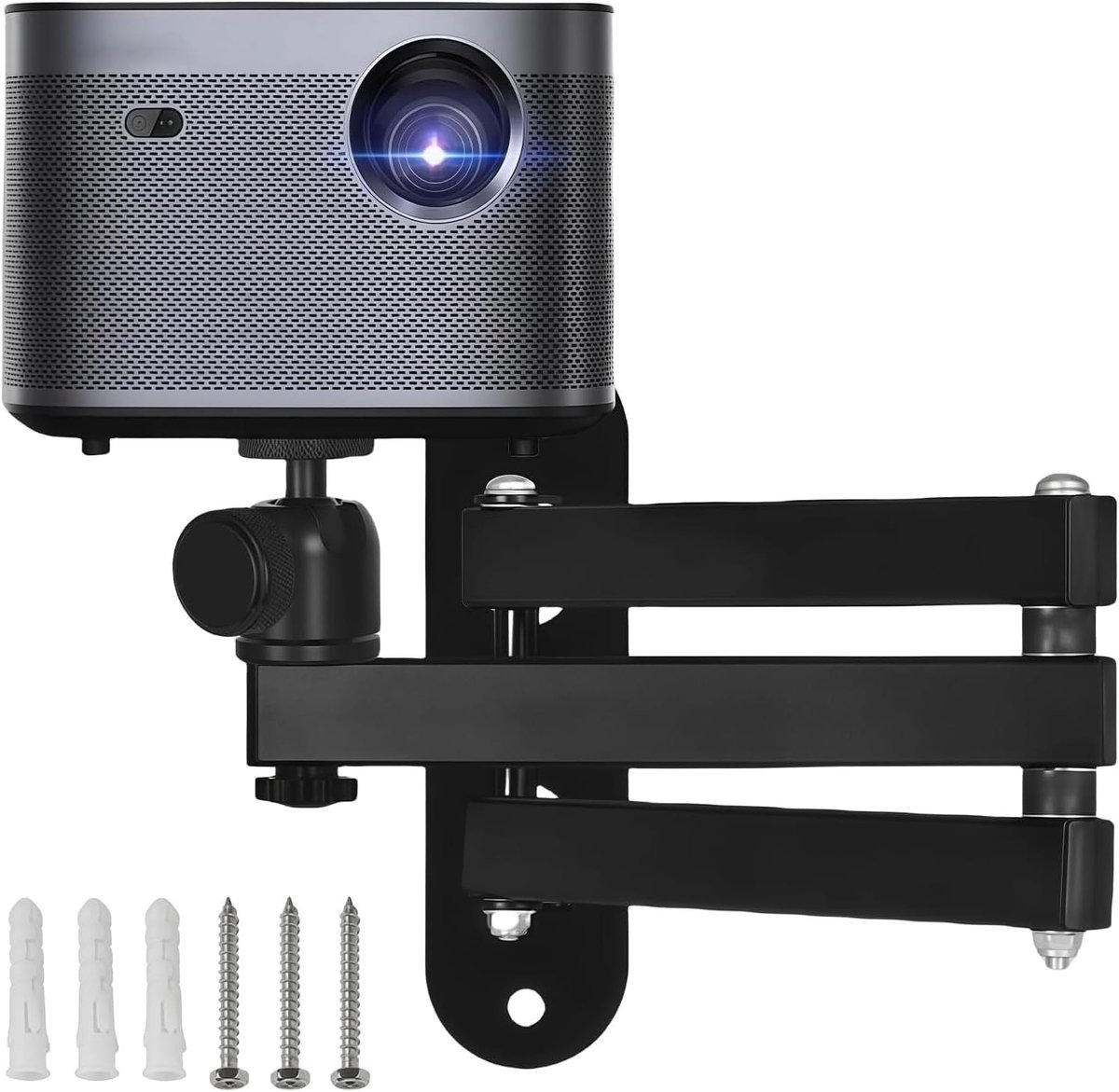 360 Graden Draaibare Projector Houder met 1/4 Inch Draad, Geschikt voor 5kg Projectors, Wand- en Plafondmontage voor Thuisbioscoop en Kantoorruimtes