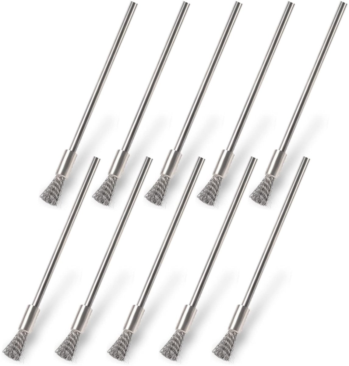 Set van 10 Draadborstels voor Boormachine - RVS Borstels voor Roestverwijdering, Schilderij en Polijsten met 3mm Golfvormige Einde