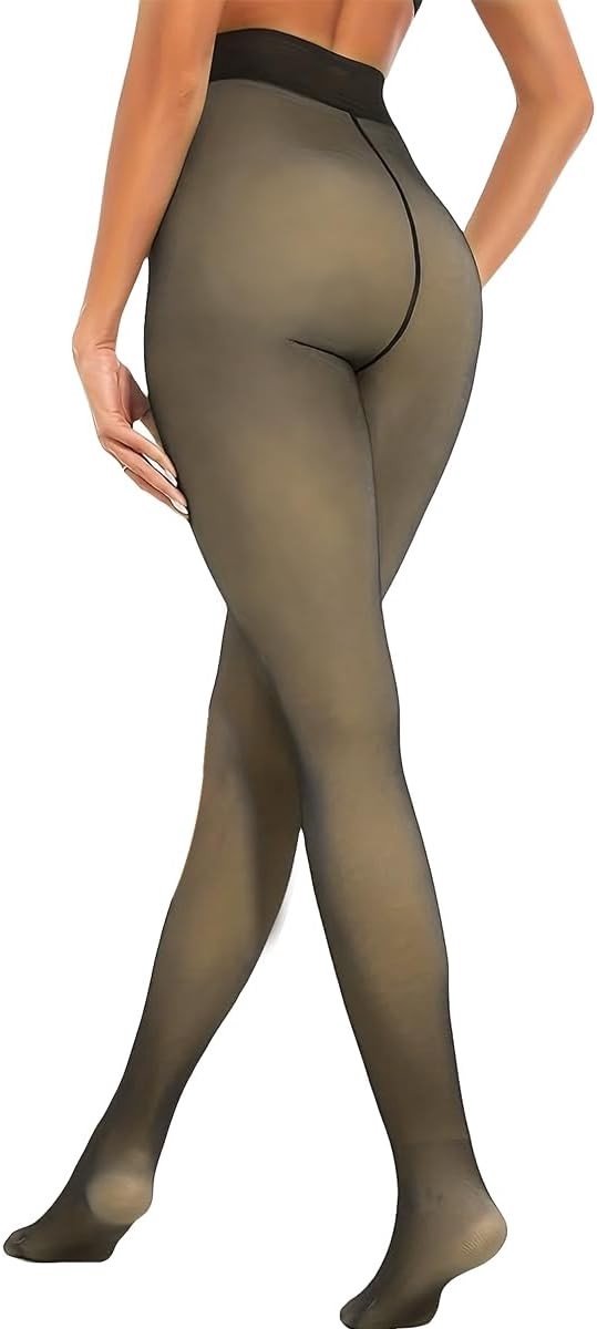 Thermische Fleece Leggings voor Dames - Warme Winter Tights, Zwart en Translucent, Comfortabel en Ademend