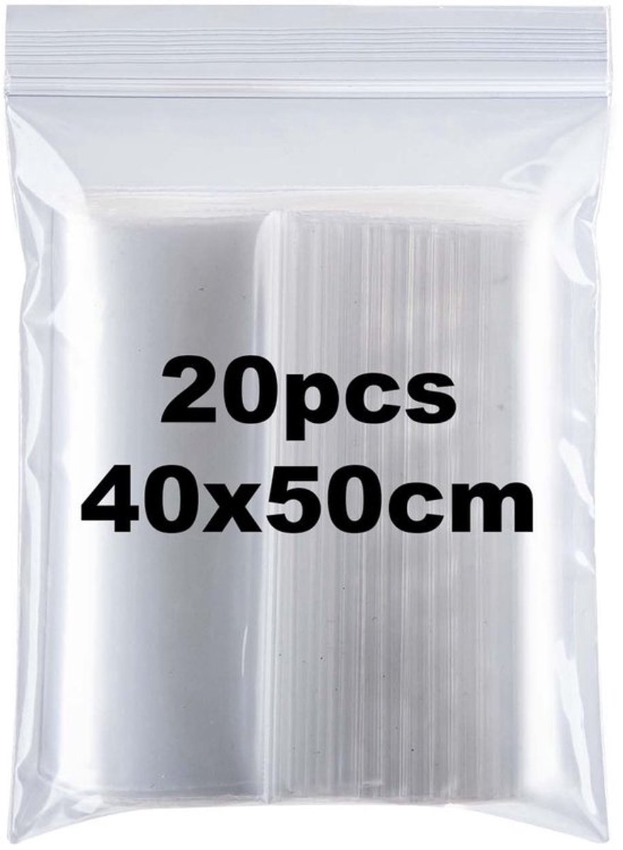 Hersluitbare Plastic Zakken - 20 Stuks - 40 x 50 cm - Ritszakken Transparant - Duurzaam - Scheurvast - Geschikt voor Kleding en Voedsel
