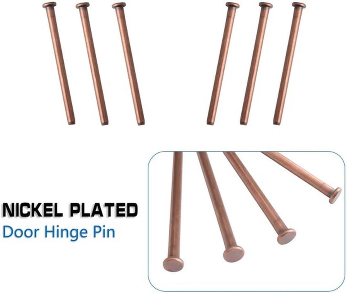 Scharnierpins 3,5 Inch - 6 Stuks - Duurzaam Carbon Staal - Antiek Rood - Binnendeur Beveiliging - Vervangingspennen - Deurscharnier