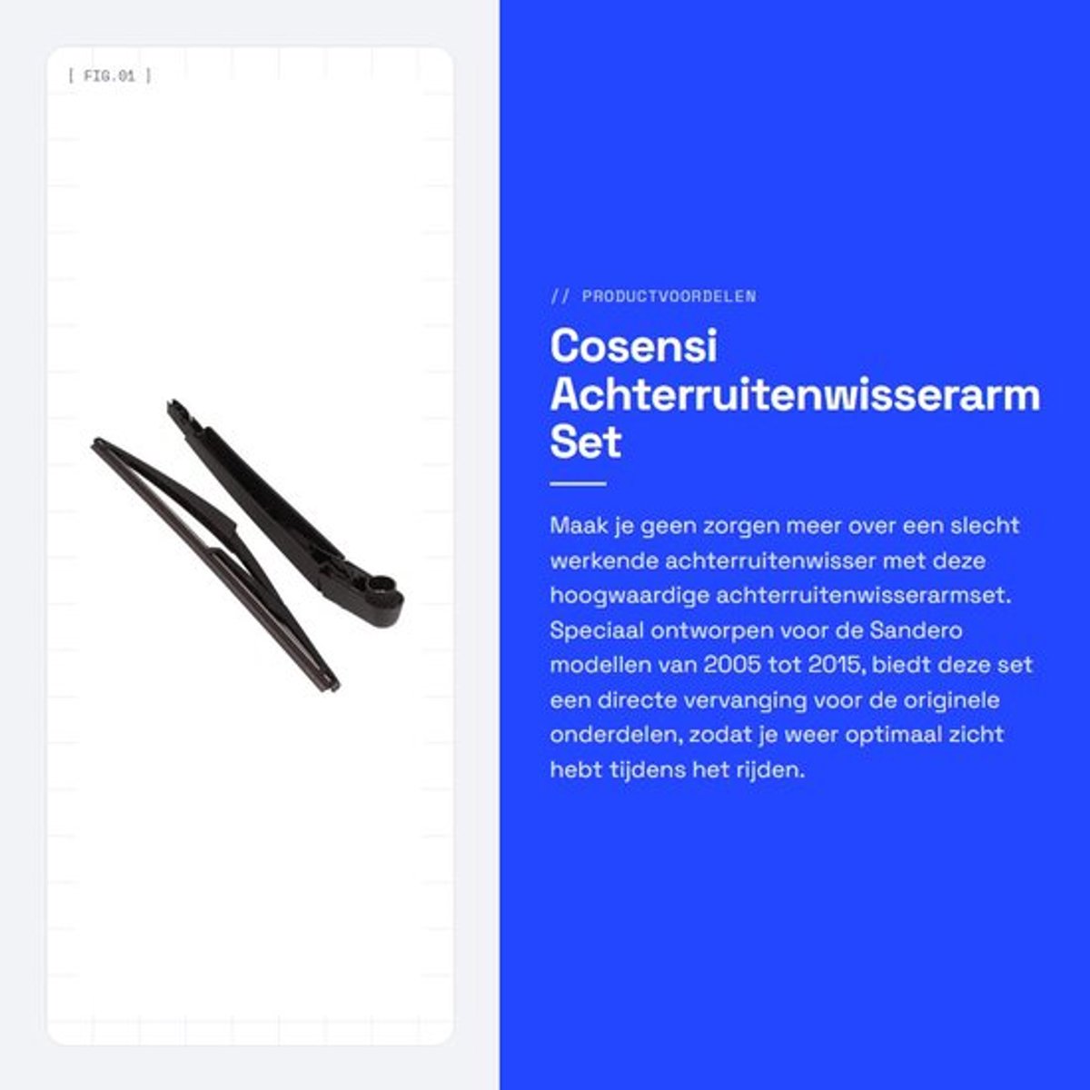 Ruitenwisserarm Achter Set - Vervanging 287909363r - Compatibel met Sandero 2005-2015 - Eenvoudig te installeren - Betere prestaties - OE-referentienummer 287815304R - Wisserarm