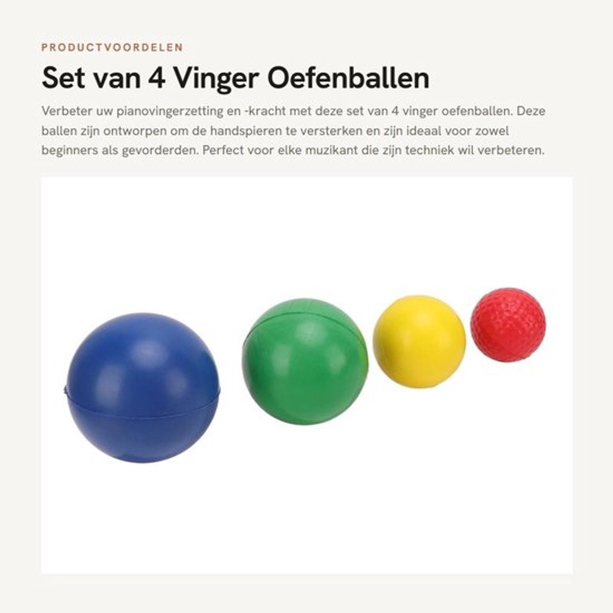 Vingeroefening Ballen 4 Stuks - Handtraining - Grip Versterking - Vingerkracht - Pianotraining - Comfortabel Materiaal - Handtrainer