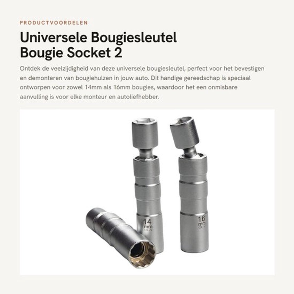 Bougiesleutel Set - 14mm/16mm - Universeel Gereedschap - Magnetische Huls - 12-hoekkaliber - Makkelijk in Gebruik - Bougiesocket