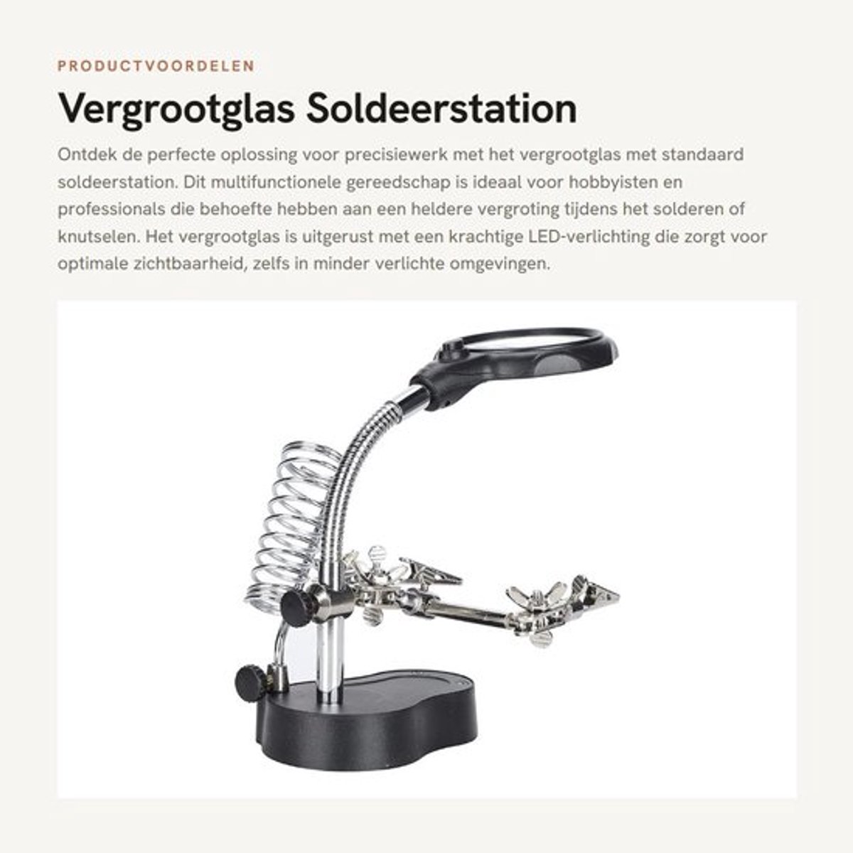 Vergrootglas - Soldeerstation - Desktopeffectiviteit - 26 x 9,9 cm - Led-vergrootgereedschap - Handig voor hobbyisten - Klemclip