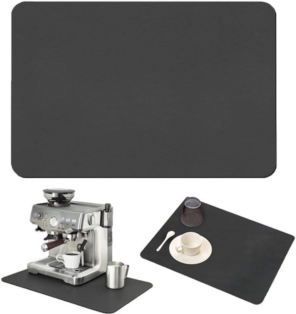 Afdruipmat 50 x 40 cm - Absorberende Keukenmat - Sneldrogend - Antislip Onderkant - Voor Gootsteen/Koffiezetapparaat - Elegant Ontwerp