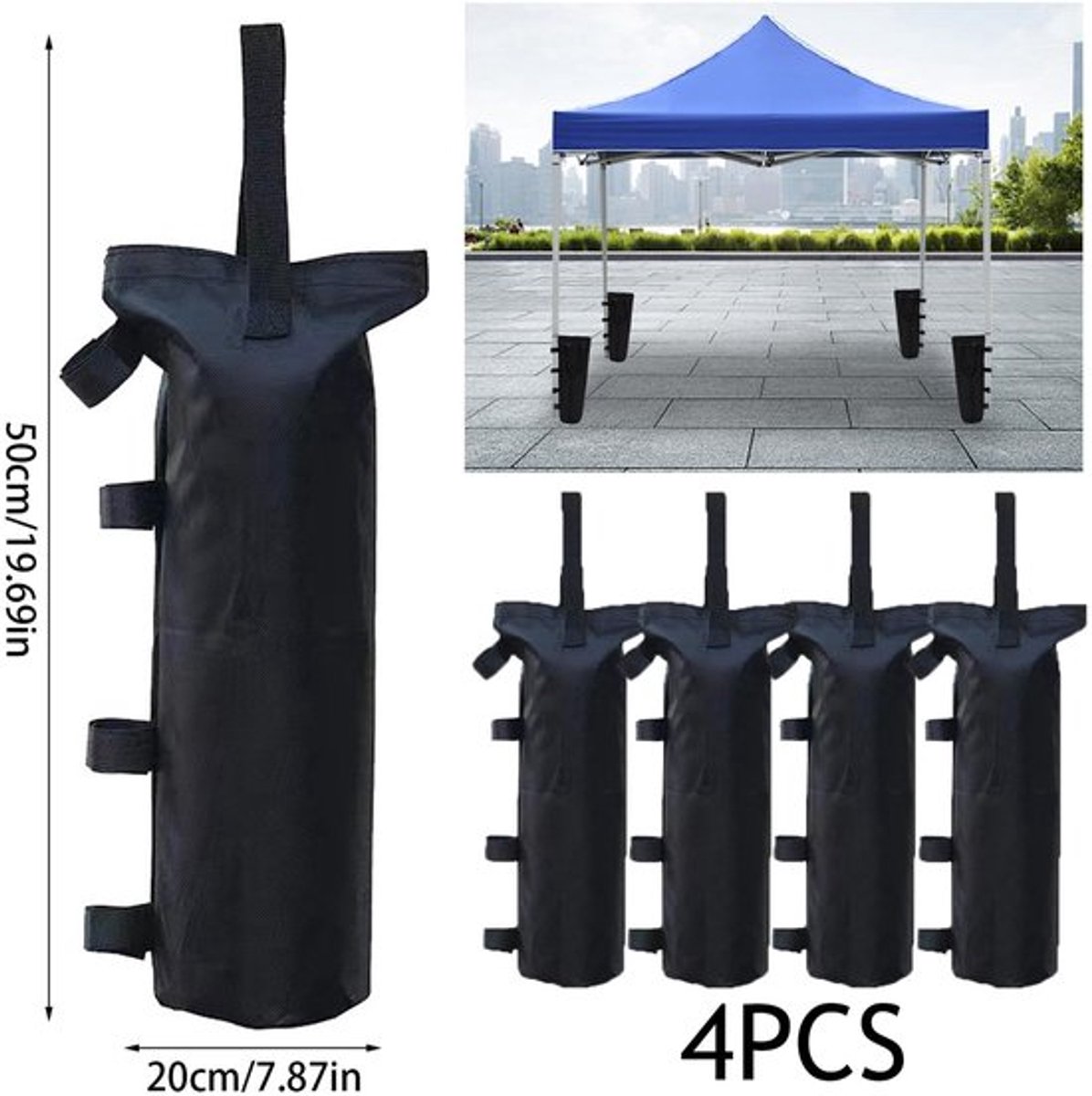 Gewichtzakken 4 stuks - Waterdicht - Zandzakken - Tent gewichten - Paviljoenverzwaring - Lichtgewicht - 50 x 20 cm - Tentgewicht