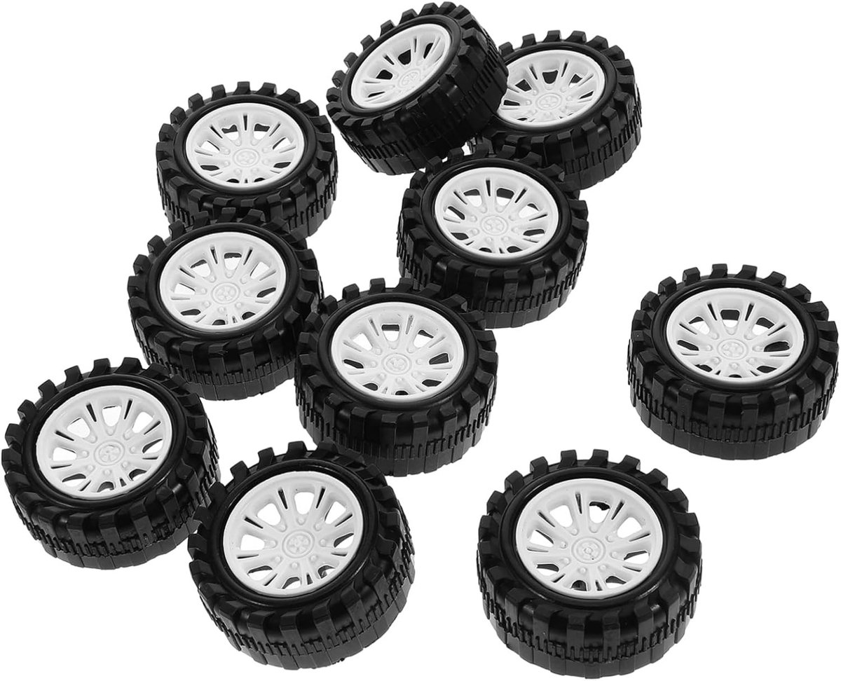 10 stuks breukbestendige wielen voor miniatuurauto's, 2,5 x 51 mm, ideaal voor RC-modellen, doe-het-zelf projecten en reserveonderdelen