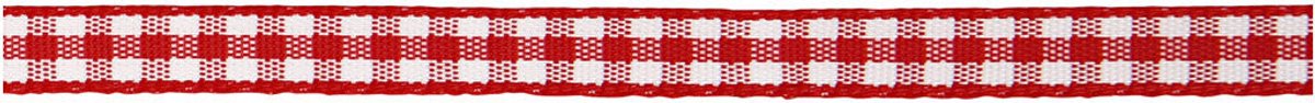 Geruit lint, B: 6 mm, rood/wit, 50 m/ 1 rol
