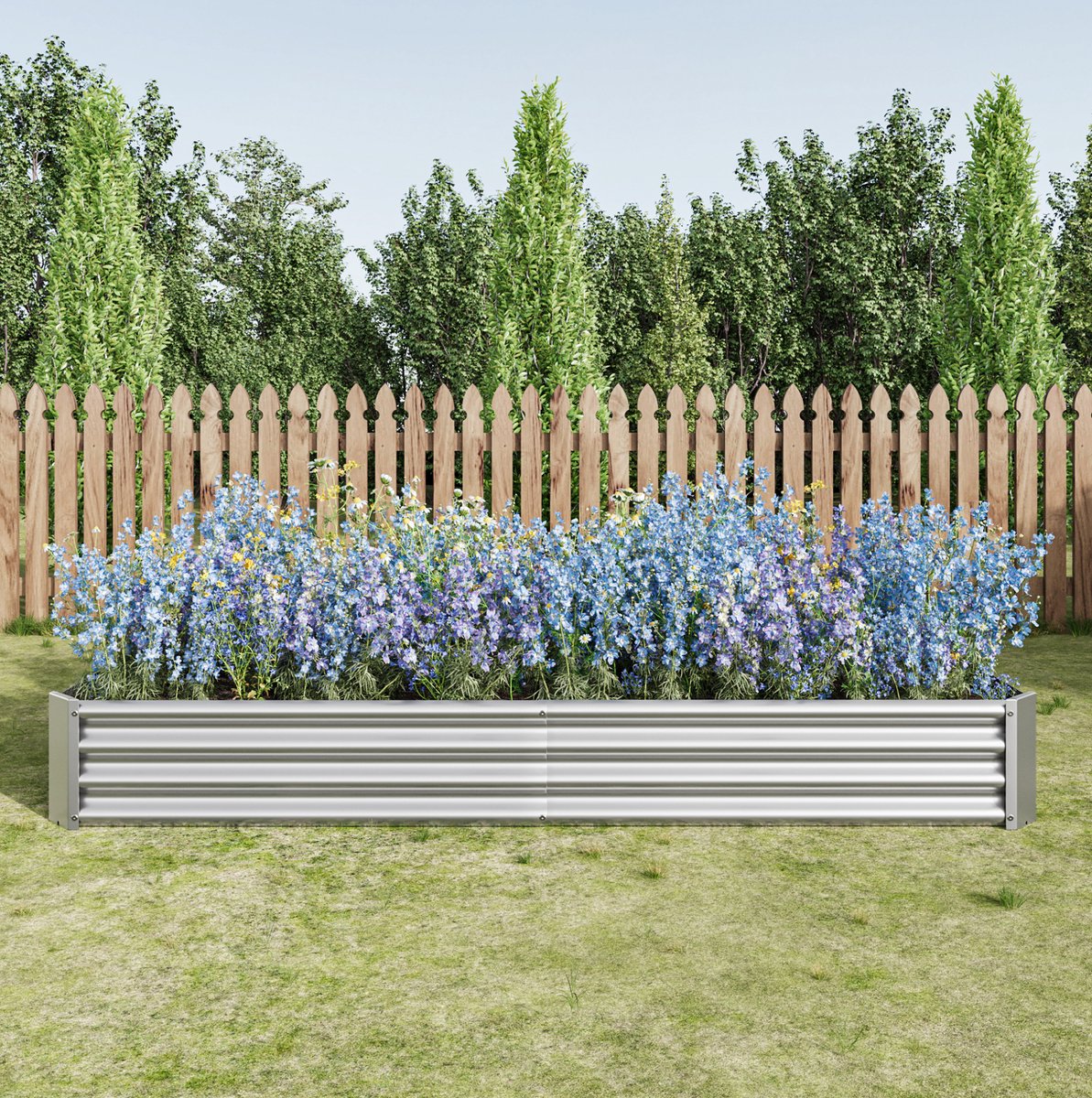 Moestuinbak Open Bodem 232 X 113,5 X 30 Cm Verzinkt Metaal Zilver Voor Groenten Kruiden En Bloemen In Tuin En Terras