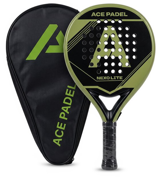 Perfect Padelracket voor Recreative spelers - Rond Racket - Ruwe structuur voor Effect - 100% Carbon - Groen - Inclusief Luxe tas