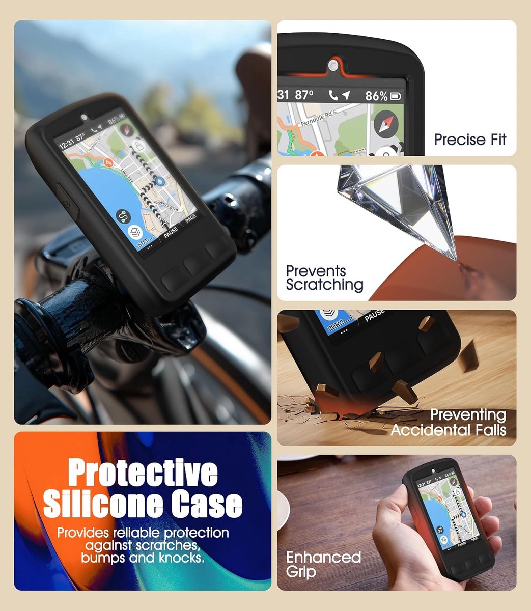 SnelShoppen - Silicone Hoes Geschikt voor Wahoo ELEMNT ROAM V3 / ROAM 3, Zachte Silicone Bescherming, Schokbestendig, Zwart, Ideaal voor Fietsen en Sp