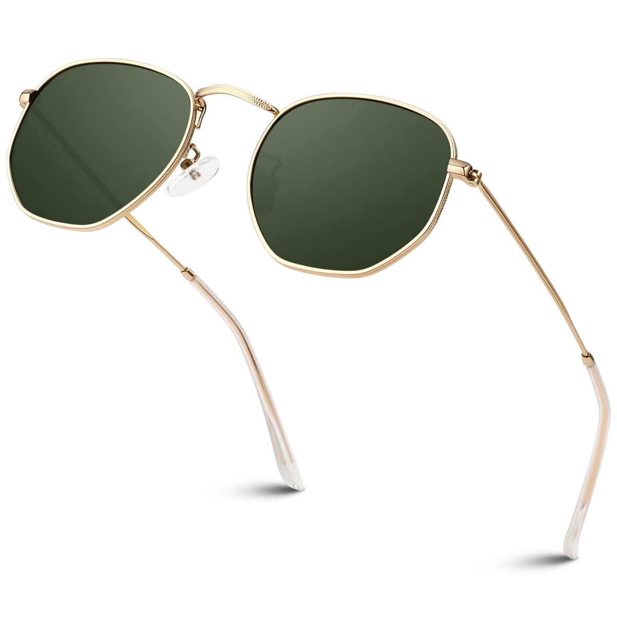 SnelShoppen - Gepolariseerde Zonnebril voor Dames en Heren, Ultralicht Metalen Frame, 100% UV400 Bescherming, Gouden Montuur met G15 Lens, Modieuze Zo
