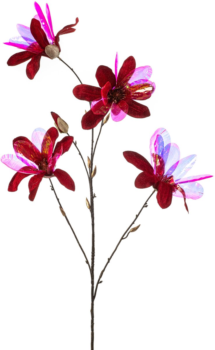 Emerald Kunstbloem Magnolia glamour 120cm rood - Kunstplant voor binnen