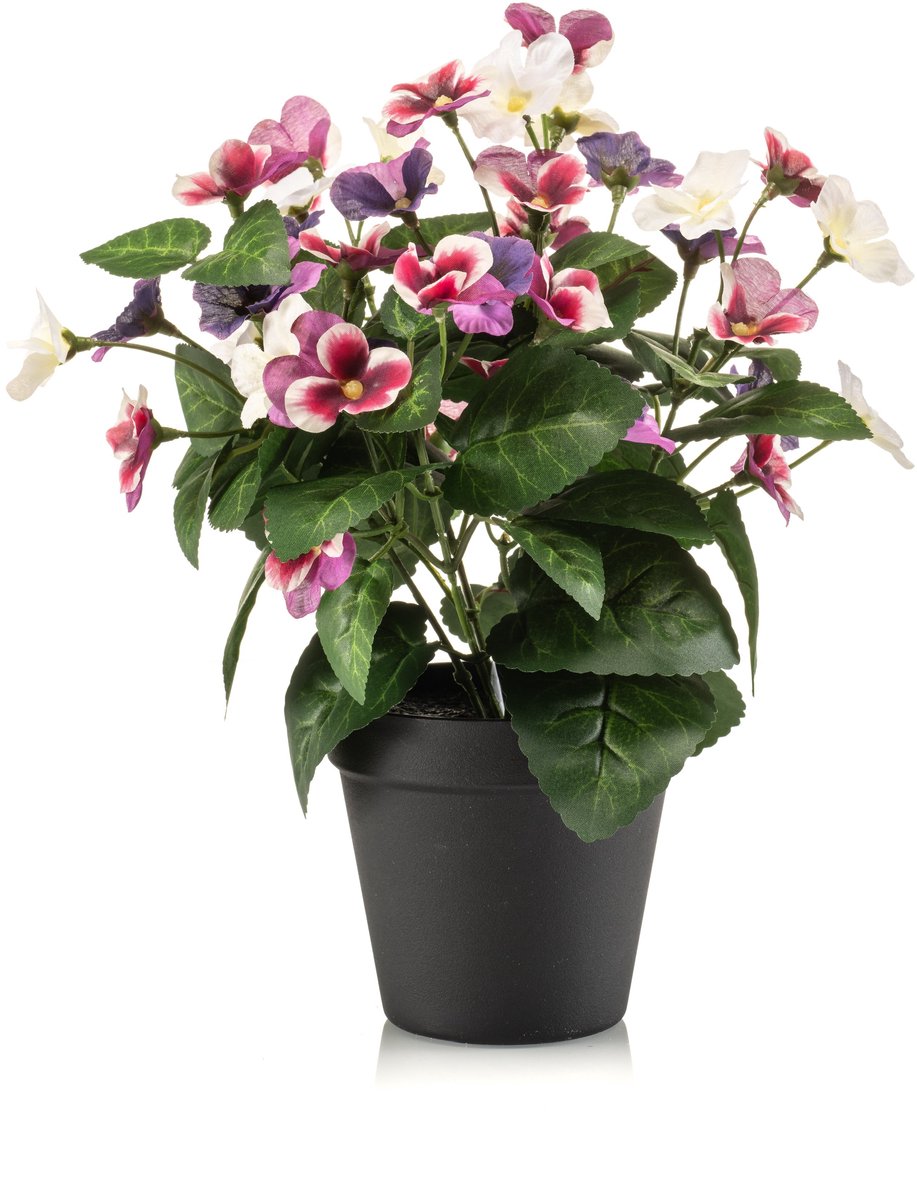 Emerald - Kunstplant Viooltje in pot 29cm fuchsia/paars - Kunstplant voor binnen