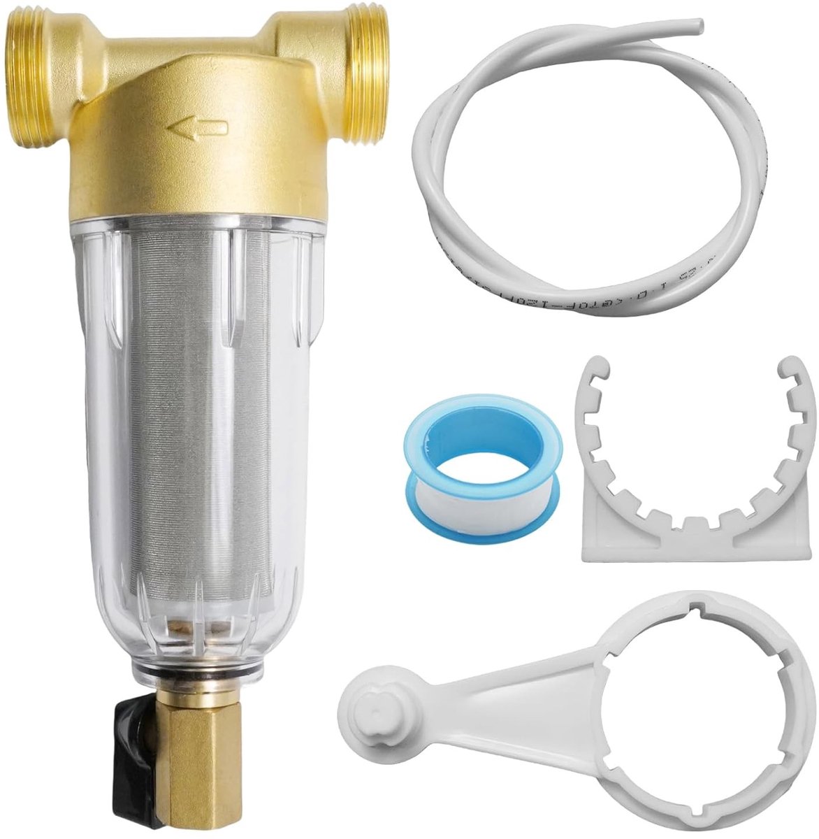 Stainless Steel Water Filter voor Waterpijp, 40 μm Fijnfilter met Spoelfunctie voor Drinkwater in Huishoudens en Tuinen met 3/4 Inch Draad