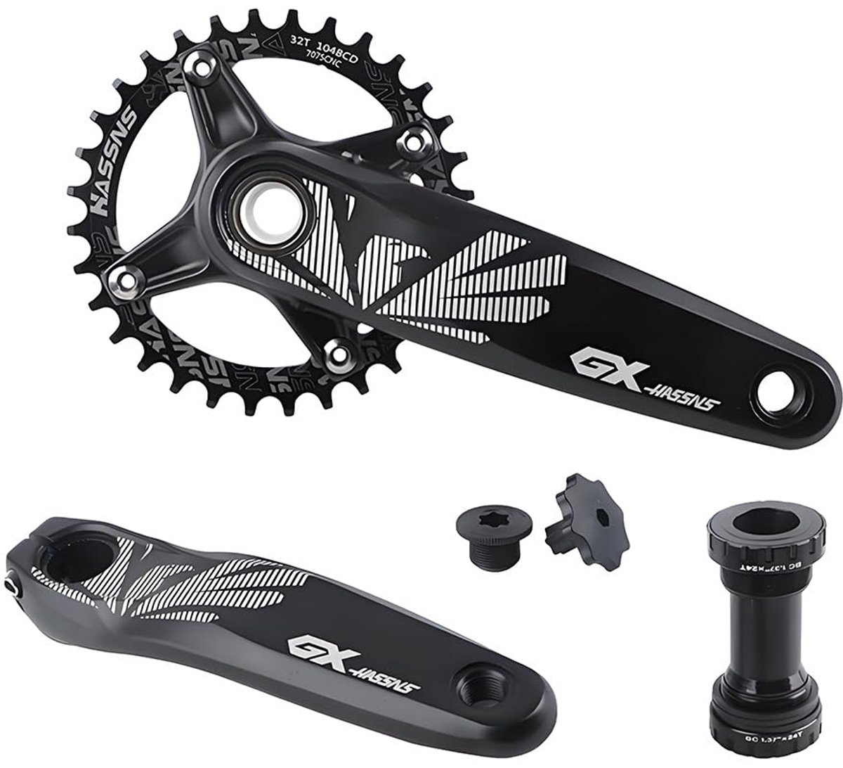 104 BCD mountainbike crankset, 170/175mm fiets crankset, optionele crank/crank trapas/crank trapas en ronde tand - ShopVlot