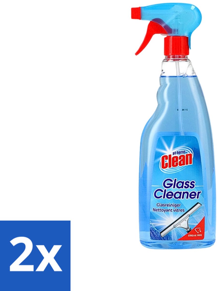 At Home - Clean - Glasreiniger Spray - Streepvrij - 750 ml - Voordeelverpakking - 2 stuks