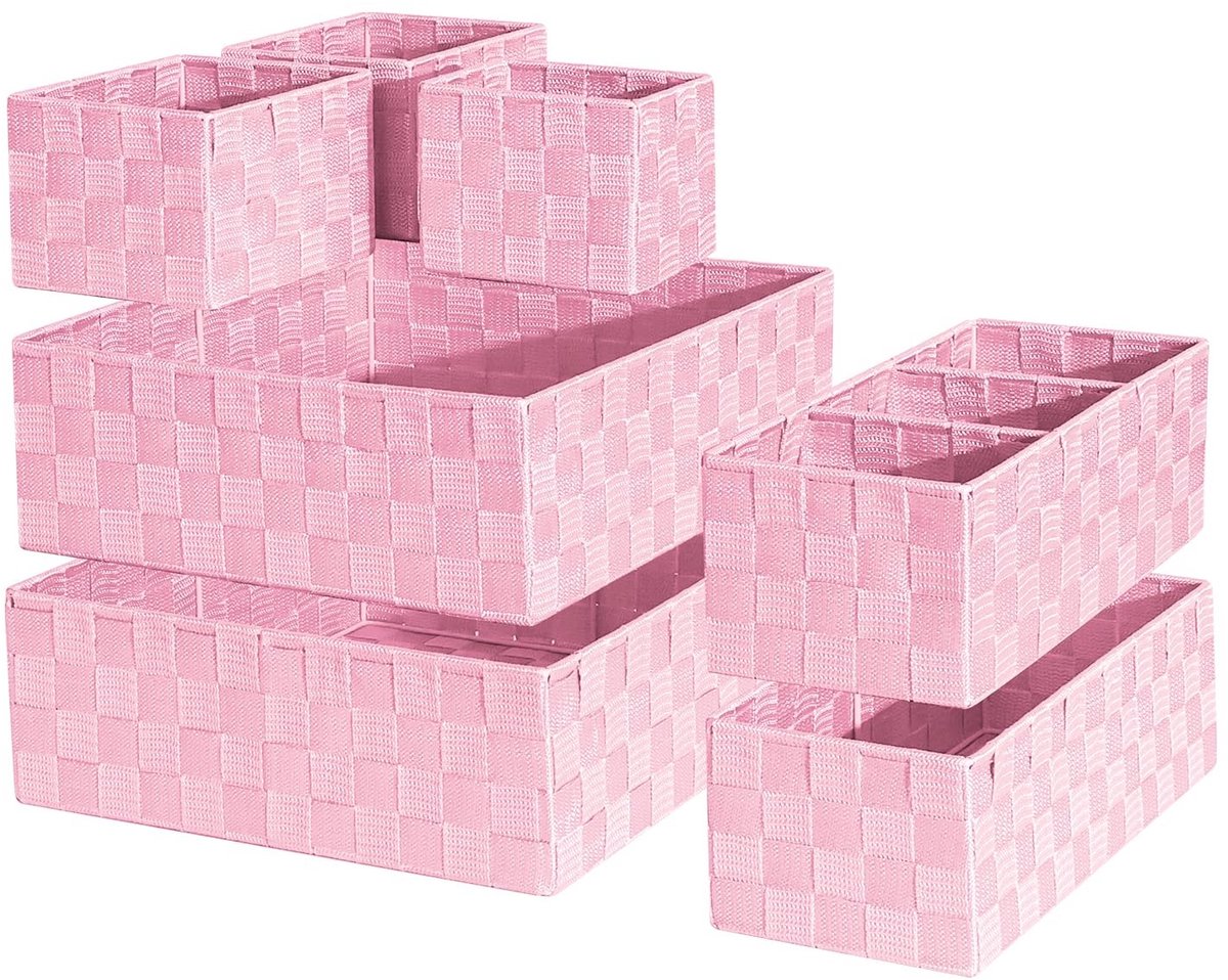 Elzusha - Handgemaakte Opbergmanden voor Lade, Set van 7 in Roze