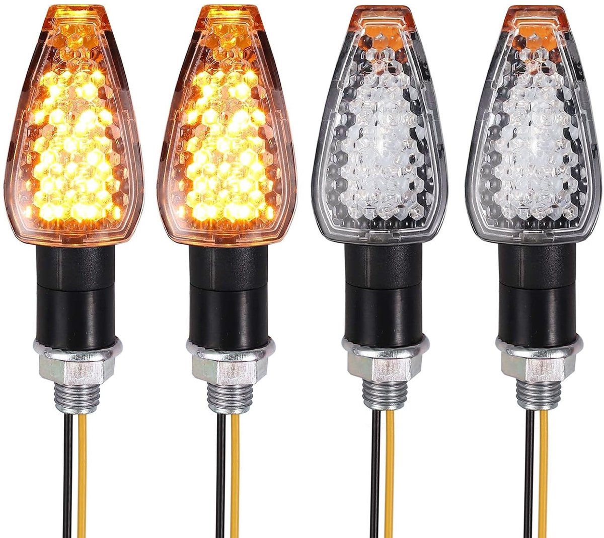Elzusha - Pack van 4 Waterdichte LED Motorfiets Indicatoren voor Maximale Zichtbaarheid