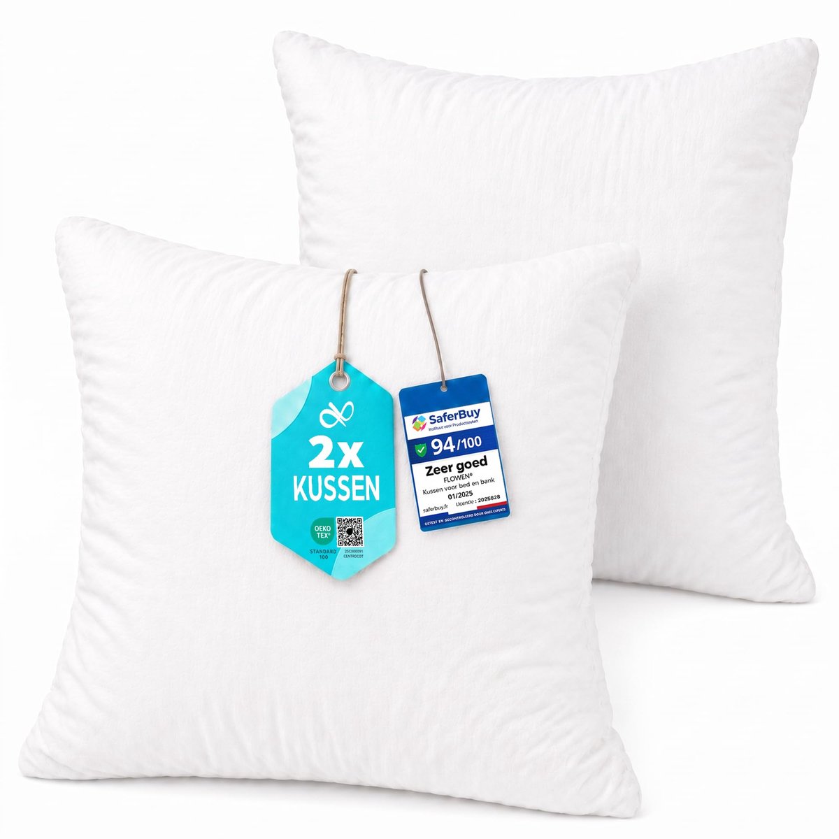 Elzusha- Opvulkussens 35x35 - 2 Stuks - Hypoallergeen - Zachte Microvezel - Machinewasbaar - Geschikt voor Binnen/Buiten - Kussens