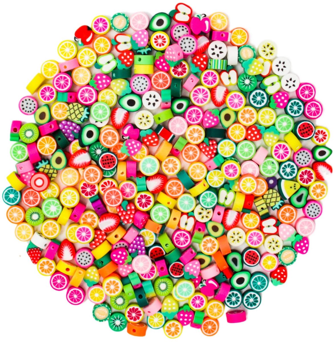 Elzusha - 300 Stuks Mixed Fruit Polymer Clay Kralen voor DIY Sieraden
