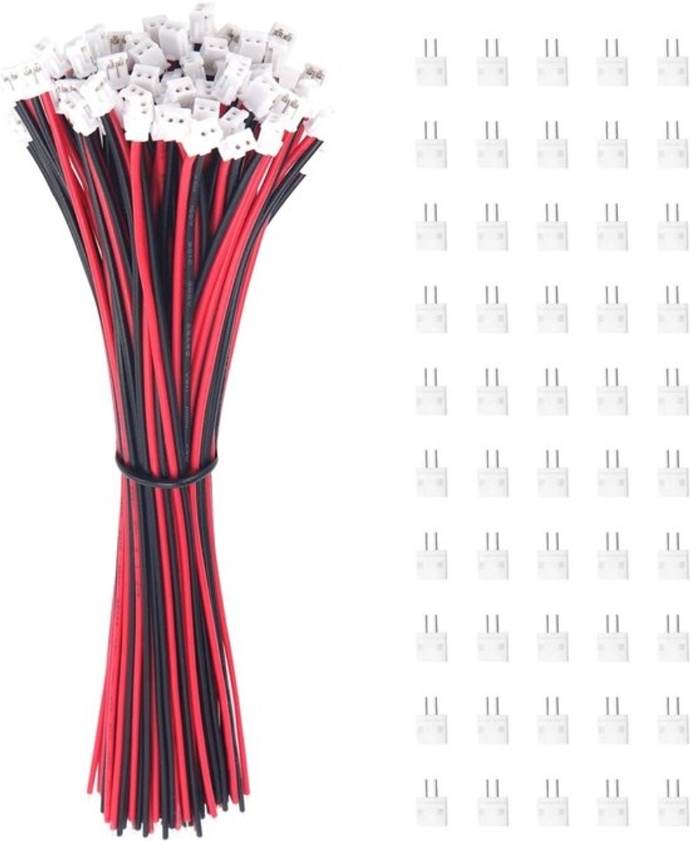 50 Sets 1.5 mm 2 Pin JST Connectoren met 150mm 26AWG Kabel