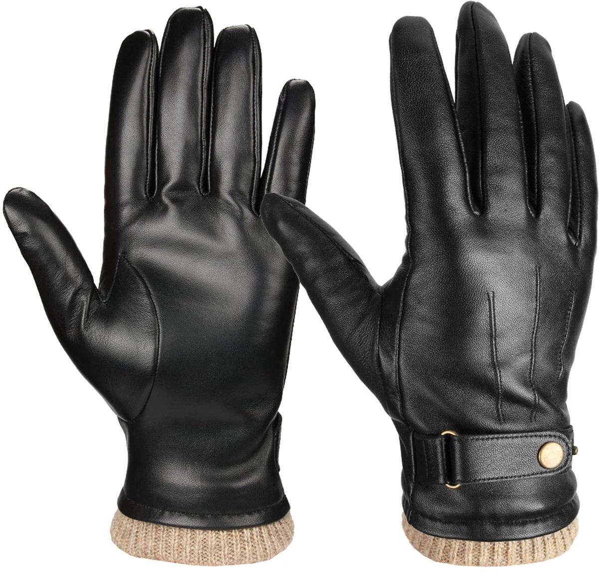 Elzusha - Leren Winterhandschoenen voor Mannen met Winddichte en Waterdichte Functies