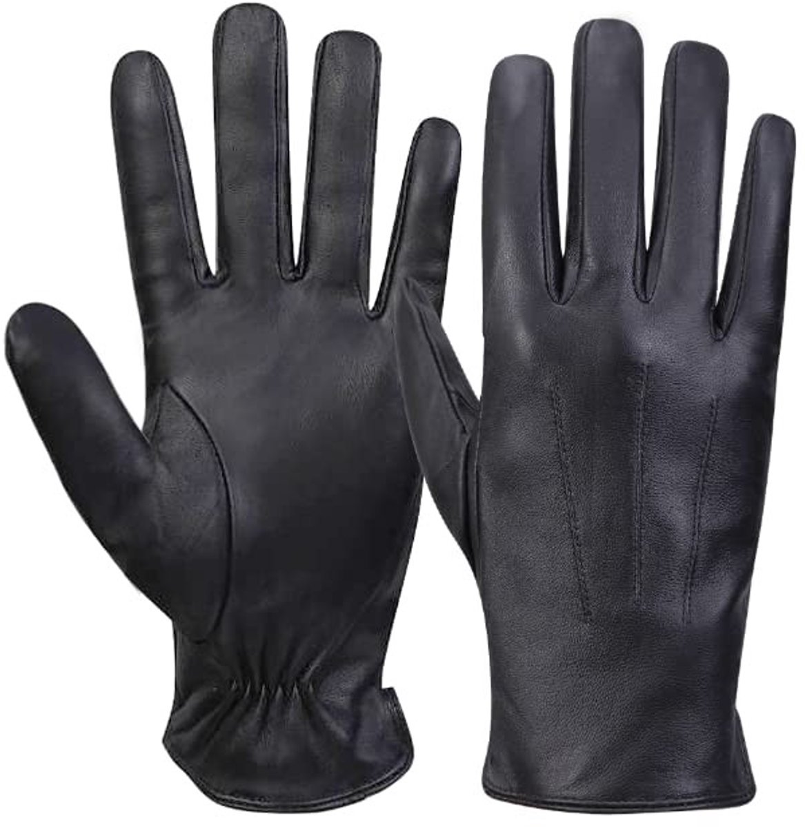 Elzusha - Heren Leren Handschoenen met Cashmere Voering, XL, Zwart