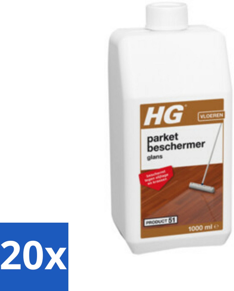 20 x HG Parket Beschermer Glans 1 liter - Parket Beschermer - Slijtage Bescherming - Krassen Bescherming - Anti-slip - Parket Beschermfilm