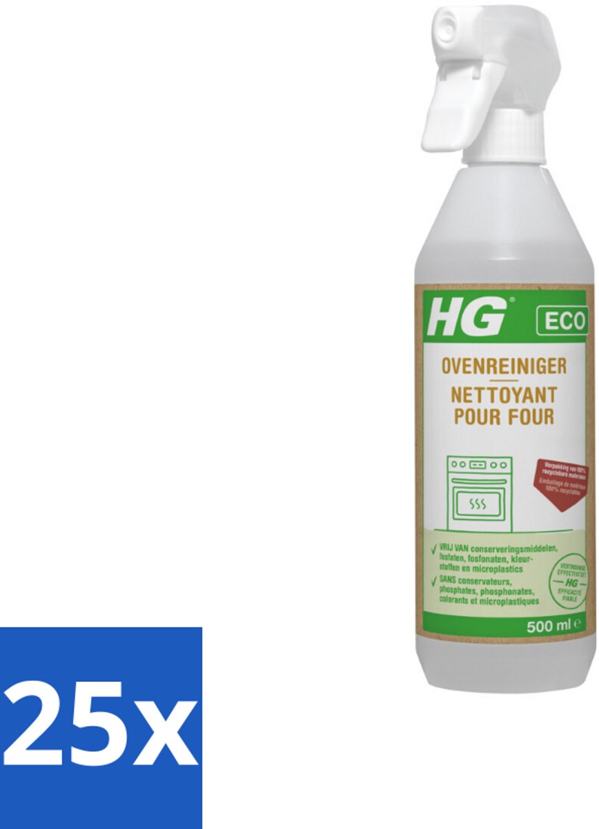 25 x HG Eco Ovenreiniger 500 ml - Oven Reinigen - Vet Verwijderen - Oven Reiniger - Eco Oven Reiniger - Aangebrand Vet Verwijderen