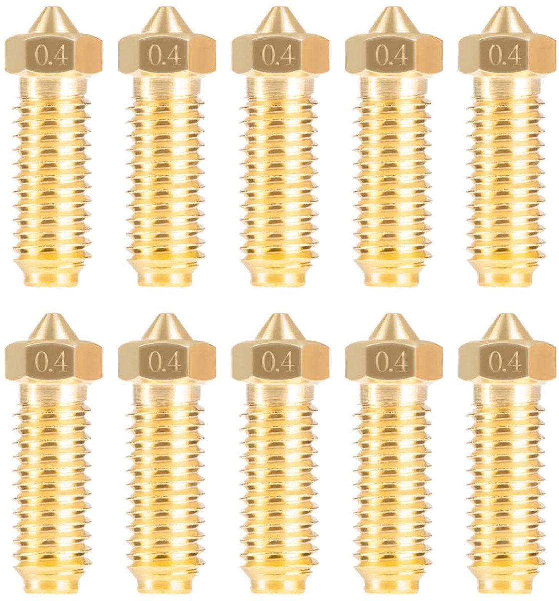 Elzusha - 10x 0.5mm Messing Nozzles voor Kobra 3 3D Printers