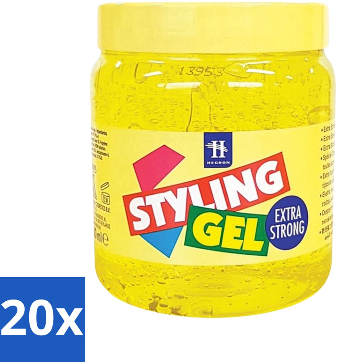 20 x Hegron - Styling Haargel - Extra Strong - Voor Sterke Fixatie - 500 ml - Voordeelverpakking - 20 stuks
