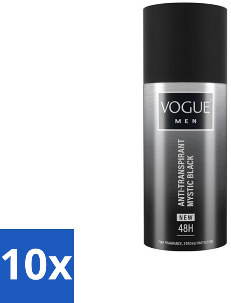 Vogue Men - Mystic Black - Deodorant Spray - Anti-transpirant - 150 ml - Bulkverpakking - 10 stuks