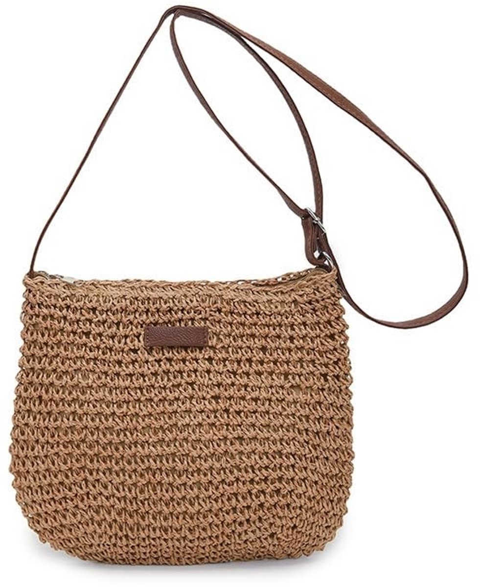 Solidchoice - Handgemaakte Rieten Strandtas met Ritssluiting