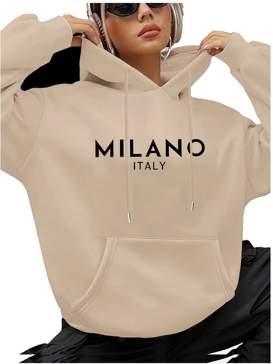 Currero Hoodie Dames - Warme Hoodie Met Capuchon - Comfortabele Sweater - Casual Trui - Pullover - Damestrui - Beige M