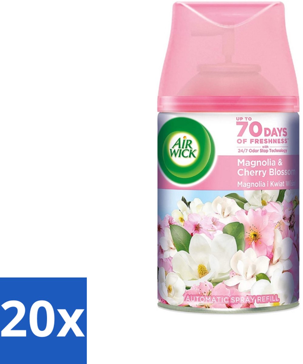 20 x Air Wick - Luchtverfrisser Navulling - Magnolia & Kersenbloesem - Automatische Spray - 250 ml - Luchtverfrisser - Geur - Geurverwijdering - Bloemige Geur - Frisheid