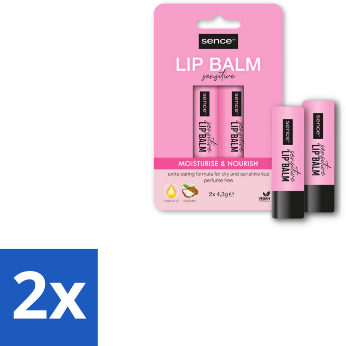 2 x Sence Lippenbalsem Sensitive 2 stuks per verpakking - Lippenbalsem - Voedend Lippenbalsem - Hydraterend Lippenbalsem - Droge Lippen - Gezonde Lippen