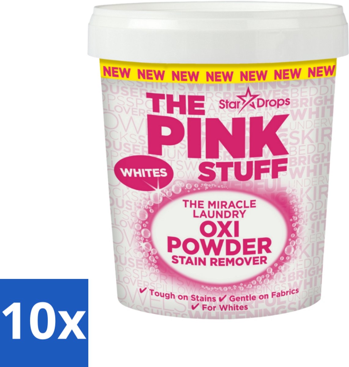 10 x The Pink Stuff - Vlekverwijderaar - Voor Witte Was - 1kg - Vlekverwijderaar - Witte Was - Vlekken Verwijderen - Voorwasmiddel - Wasmiddel