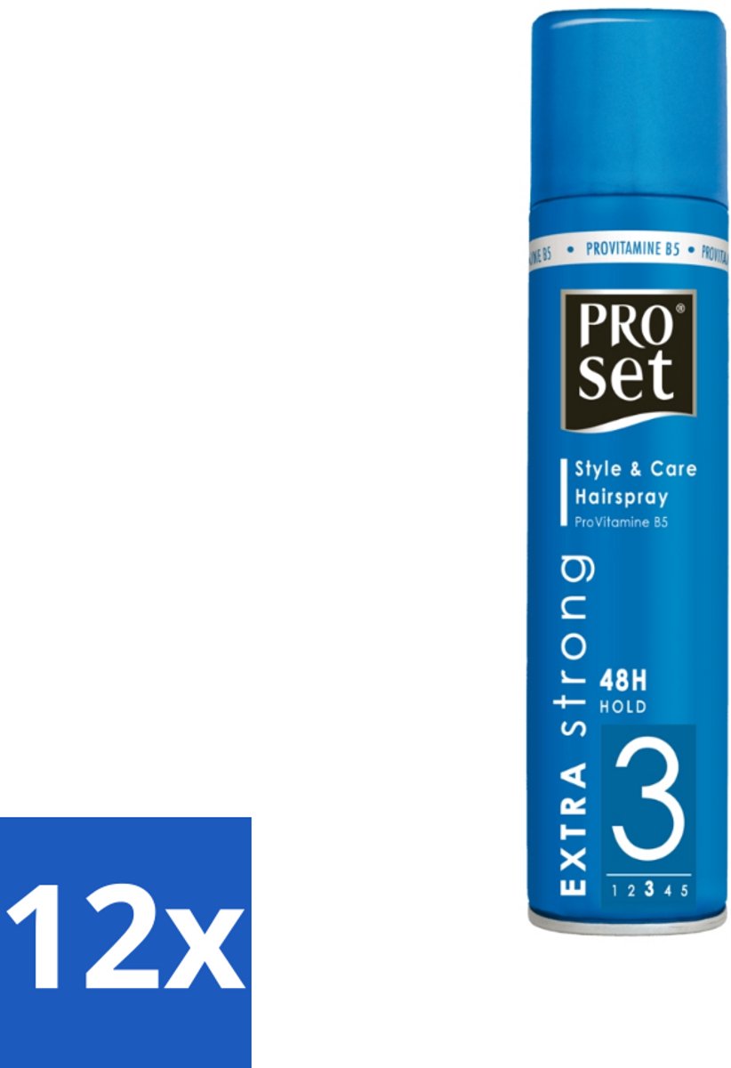 12 x Proset Haarspray Extra Sterk 300 ml - Haarspray 48 Uur - Haarspray Extra Sterk - Haarspray Met B5 - Haarspray Voor Langdurige Fixatie - Haarspray Zonder Plakken