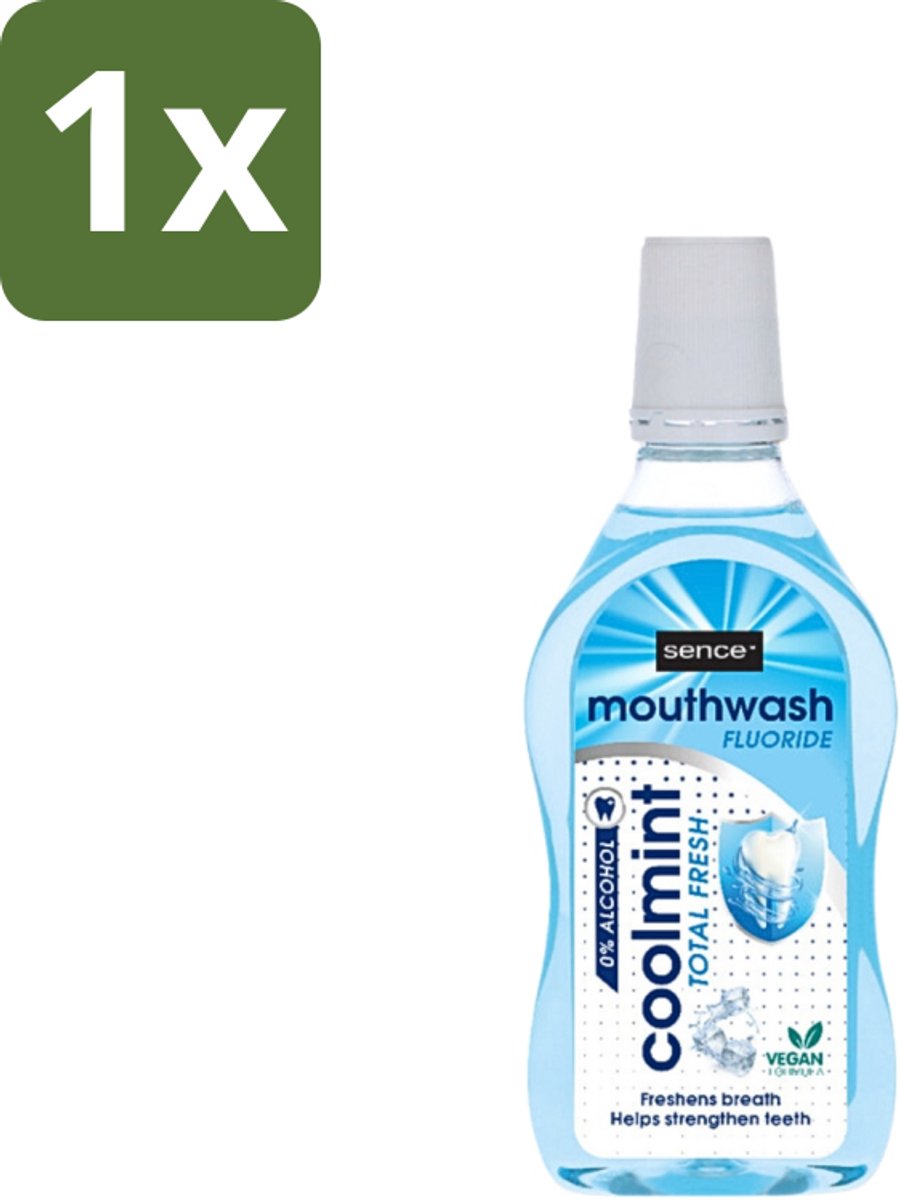 1 x Sence - Fresh Coolmint - Mondwater - Verfrissend - 500 ml - Mondwater - Frisse Adem - Koele Mint - Fluoride - Gaatjes Voorkomen