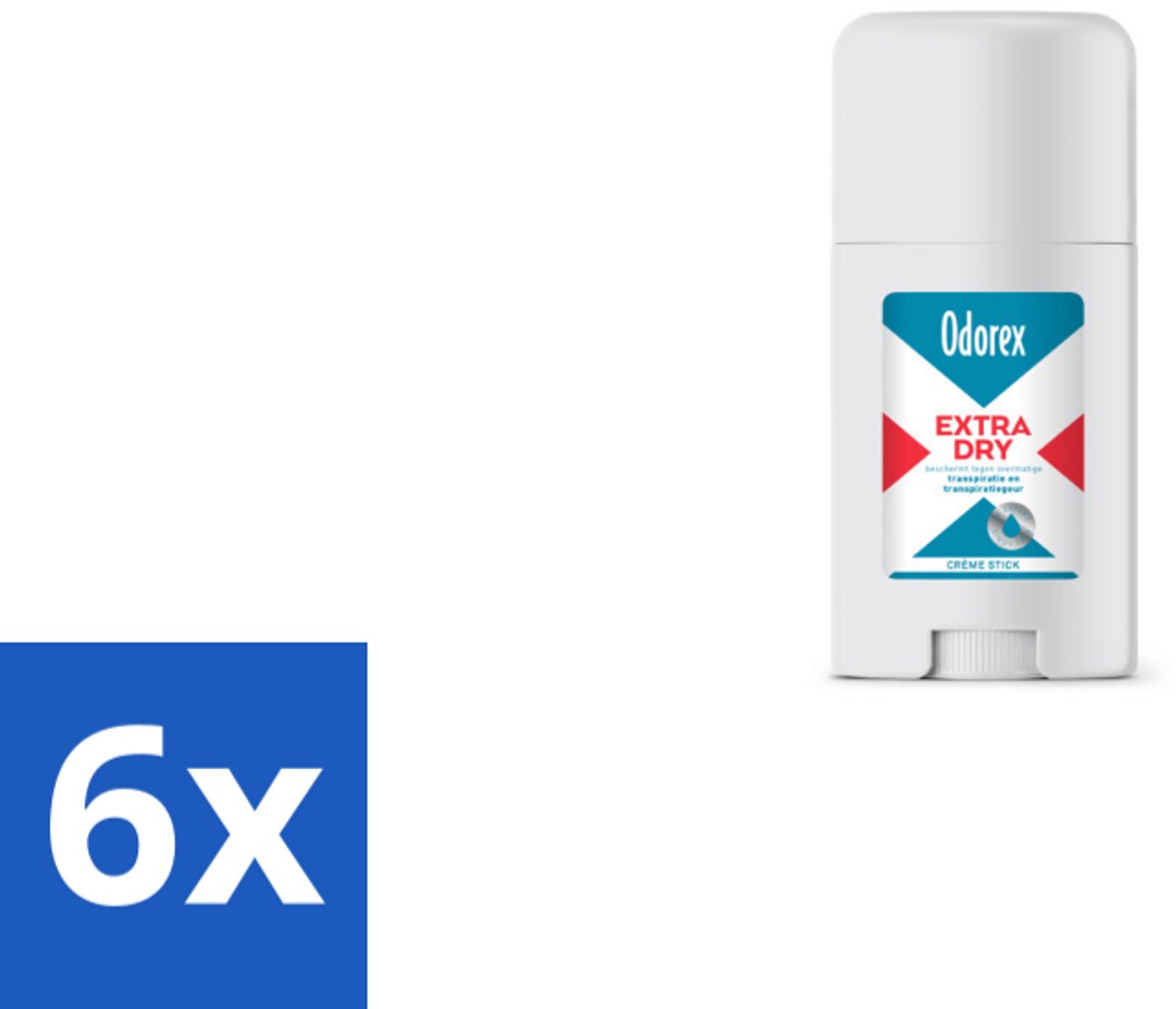 6 x Odorex Extra Dry Stick 40 ml - Geurloos - Anti-zweet - Droog - Zweetvermindering - Huidvriendelijk