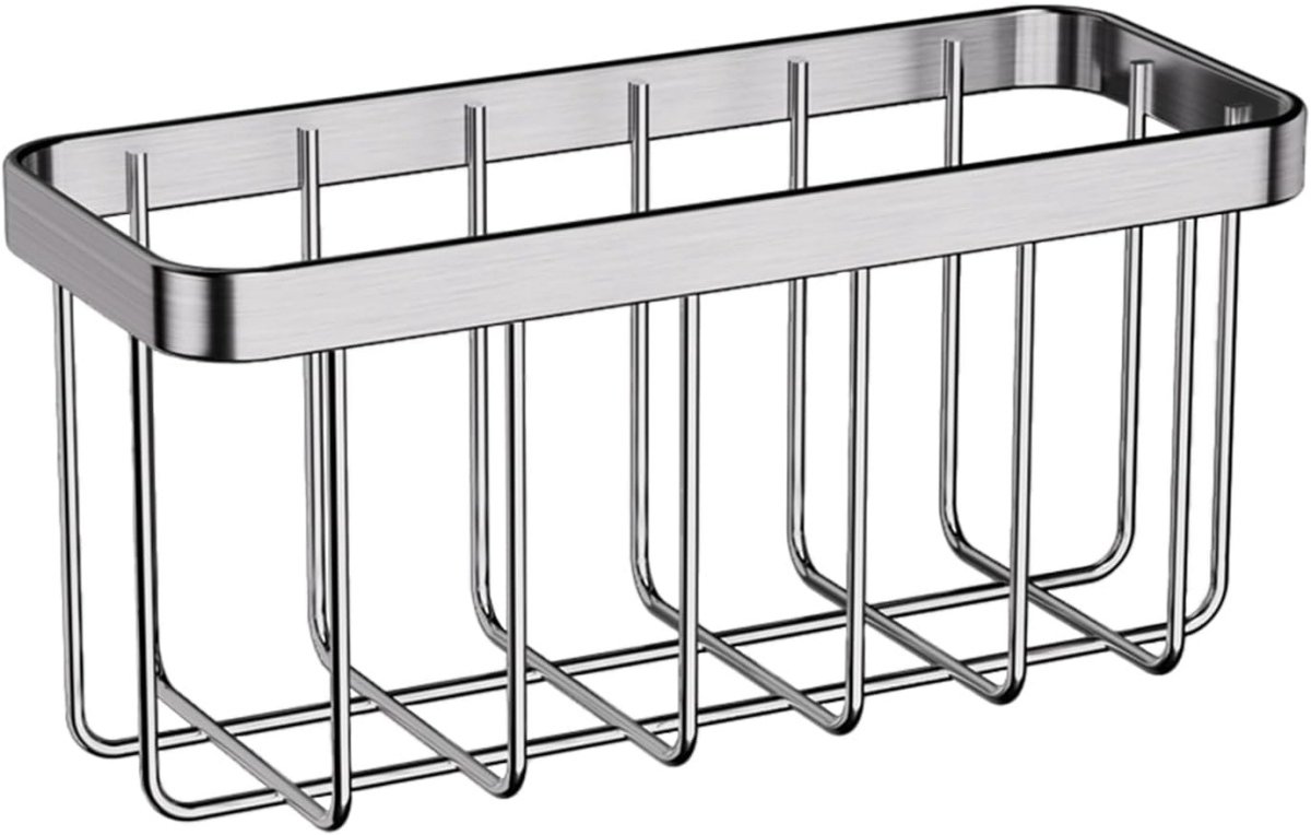 longziming - Spons Houder - Sponshouder - Keuken Organizer - Efficiënte Afwatering Voor Hygiëne - Roestvrij Staal En Kunststof - Mat Zilver Design Voor Moderne Keukens - Bespaart Aanrecht Ruimte En Voorkomt Bacteriën - 1 Stuk