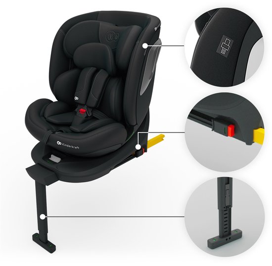 Kinderkraft I-360 2 PLUS - Autostoel – 40-150 cm i-Size – Isofix – Groep 0/1/2/3 – Tot 12 Jaar – Zwart — afbeelding 2