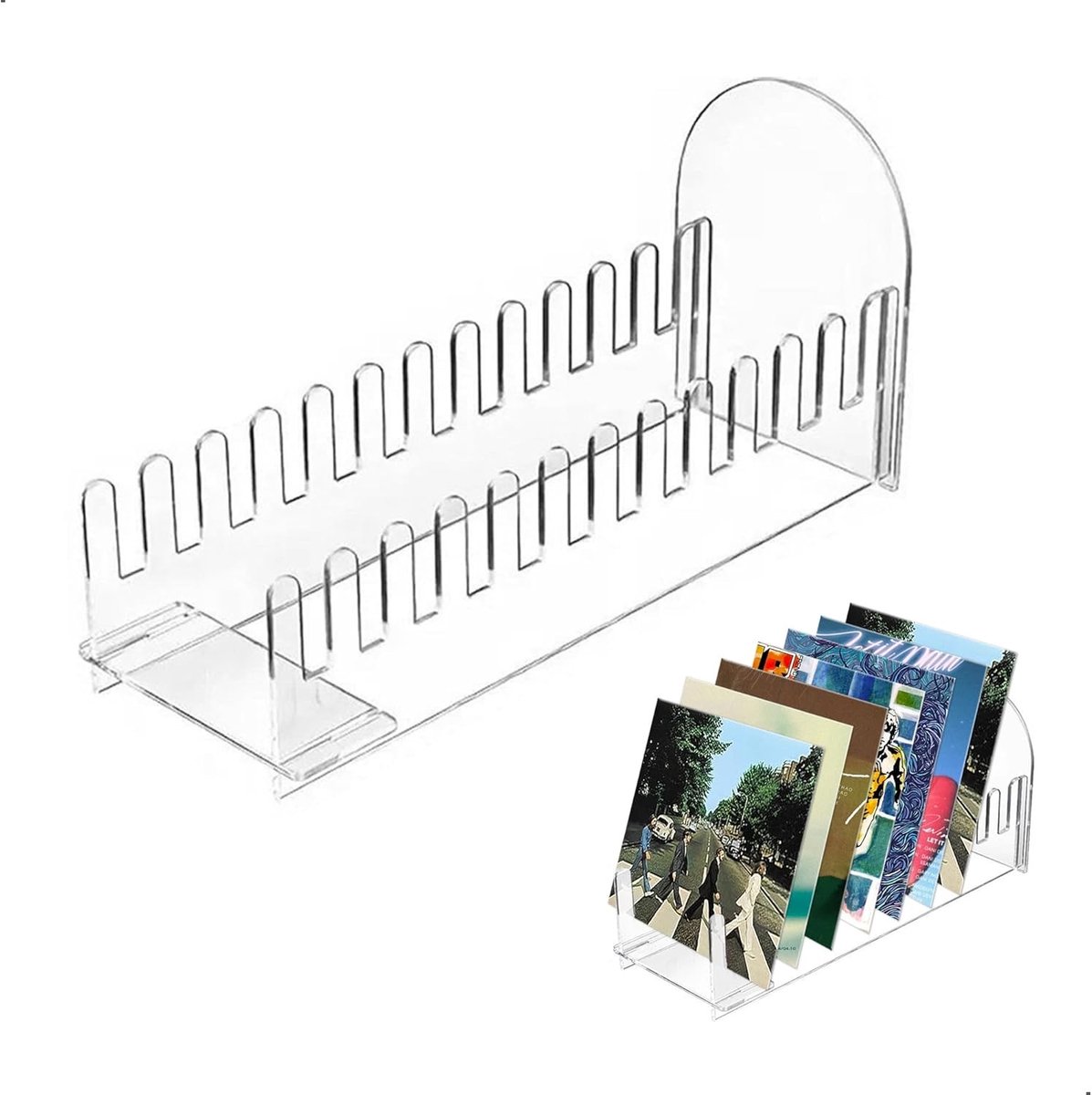 Vinyl Record Stand voor 12 Platen, Acryl Houder voor Platen, Foto's en Boeken, Perfecte Opberg- en Displayoplossing