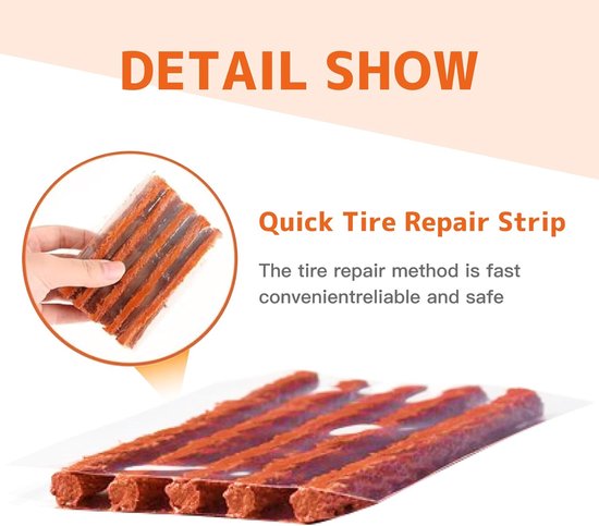Reparatieset Banden - Lekke Banden - Snel Repareren - Tubeless Banden - 35 Stuks - Zwart — afbeelding 5