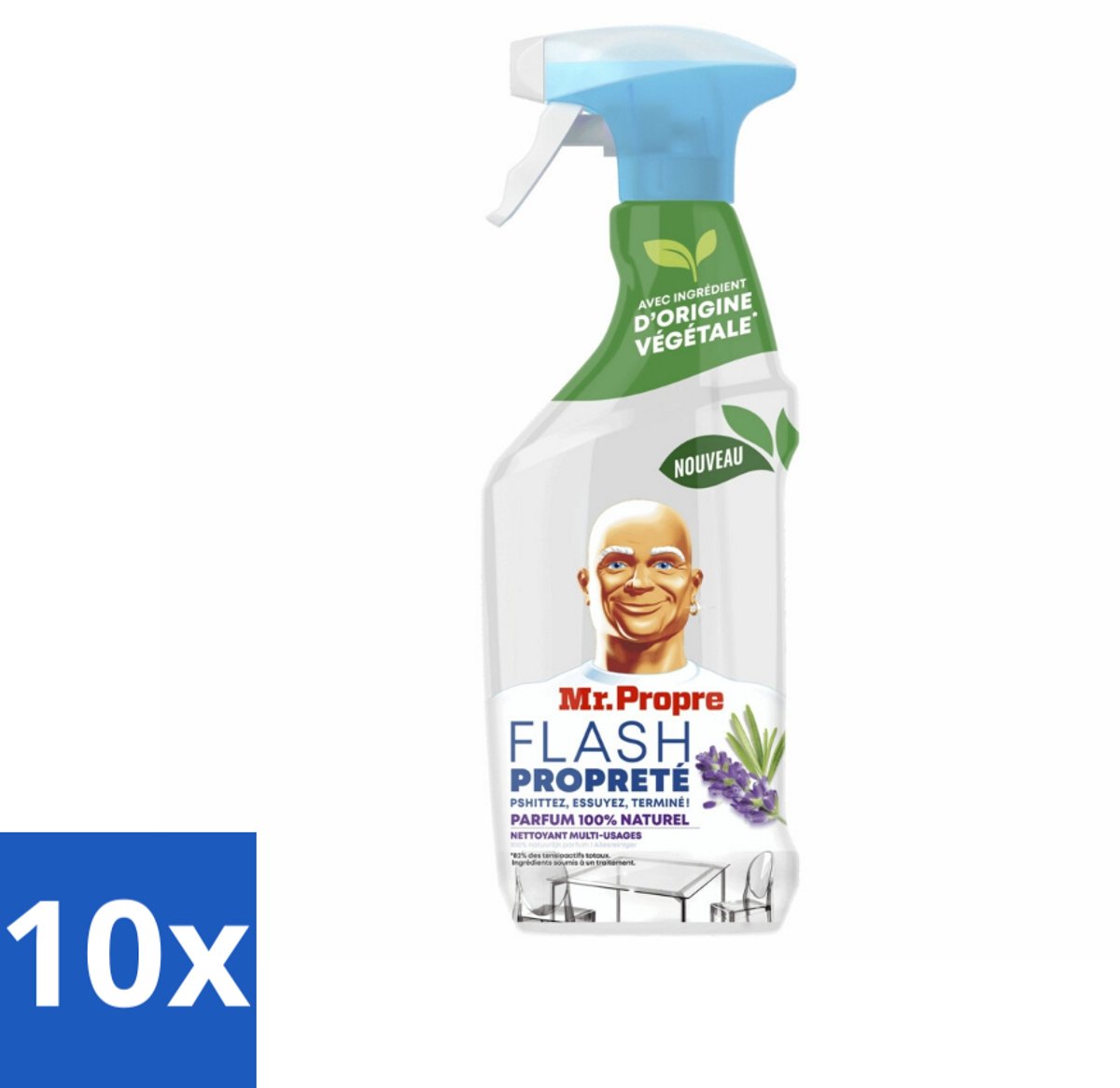 Mr. Proper - Allesreiniger Spray - Lavendel & Rozemarijn - 100% Natuurlijke Parfum - 800 ml - Bulkverpakking - 10 stuks