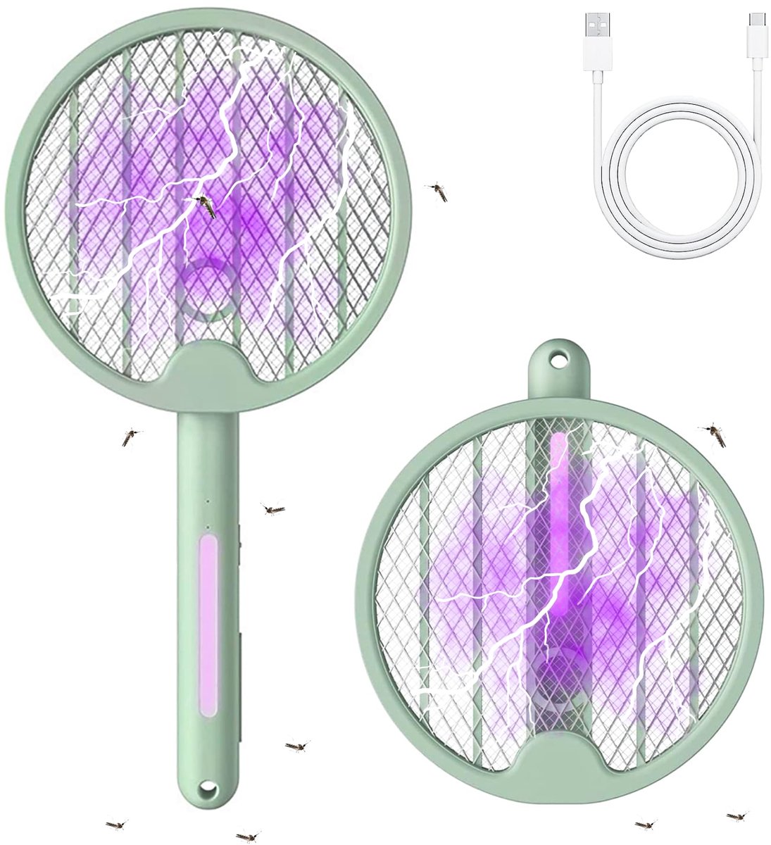 Elektrisch Mosquito Killer Racket met Automatische UV-modus. Elektrisch Muggenracket met 3000v ontlading met 1200mah - ShopVlot
